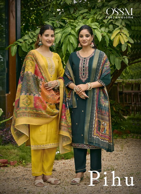 Pihu By Ossm Roman Silk Kurti With Bottom Dupatta Wholesale Market In Surat